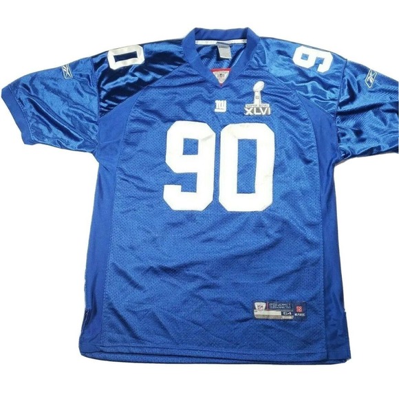 Reebok Jason‎ Pierre Paul 90 Giants NFL Superbowl Jersey 54 Blue m - Picture 1 of 4
